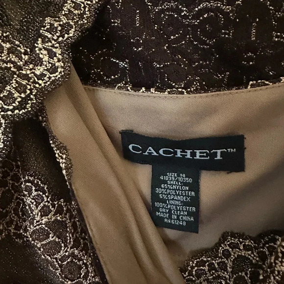 Cachet Formal Sequins Formal Dress With Shaw ‎ size 14. browng/gold - Picture 12 of 13